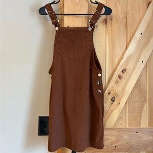 Brown Corduroy Overall Dress